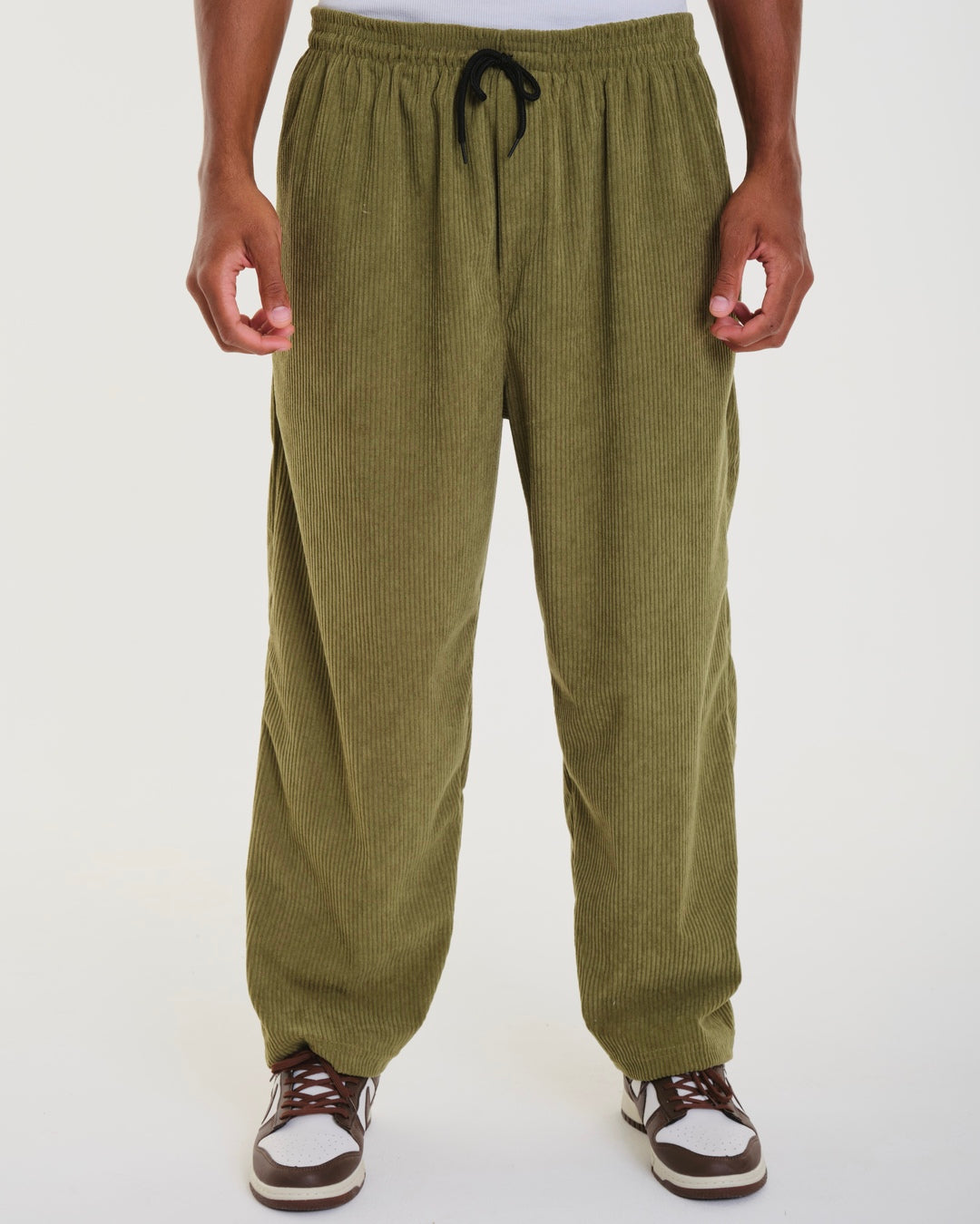 Oversized Corduroy Pants - Moss Green