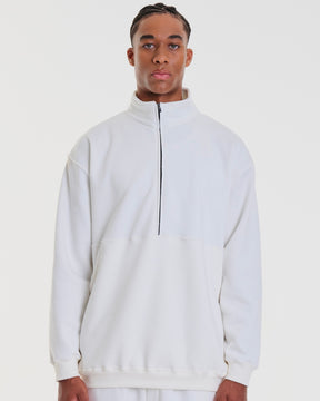 High Collar Sweatshirt - Plain Moss Green