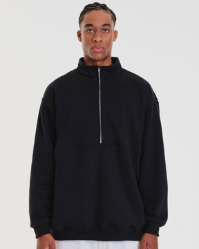 High Collar Sweatshirt - Plain Moss Green