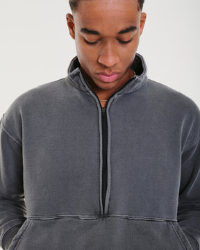 High Collar Sweatshirt - Plain Black