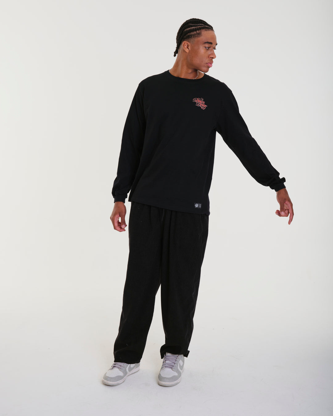Printed Long Sleeve T-Shirt - Face Black