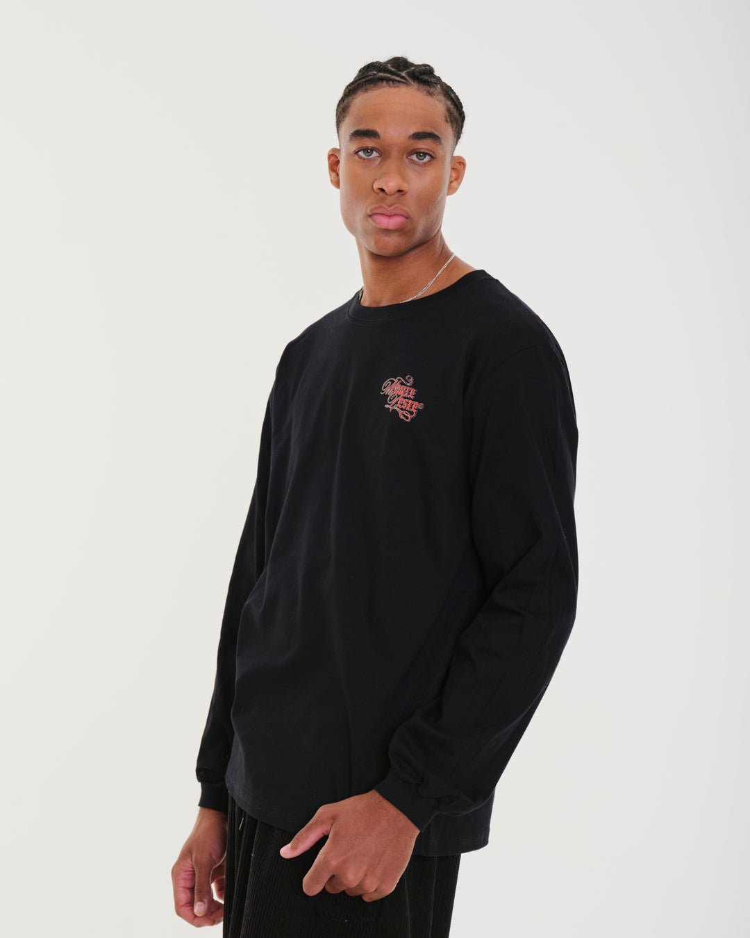Printed Long Sleeve T-Shirt - Face Black