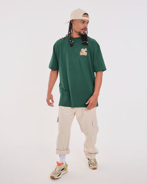 T-Shirt Oversized Printed Never - Green Forest