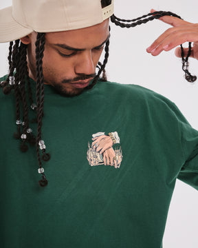 T-Shirt Oversized Printed Never - Green Forest