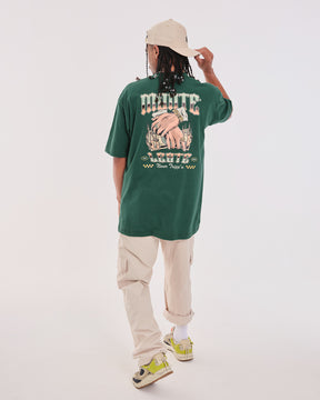 T-Shirt Oversized Printed Never - Green Forest