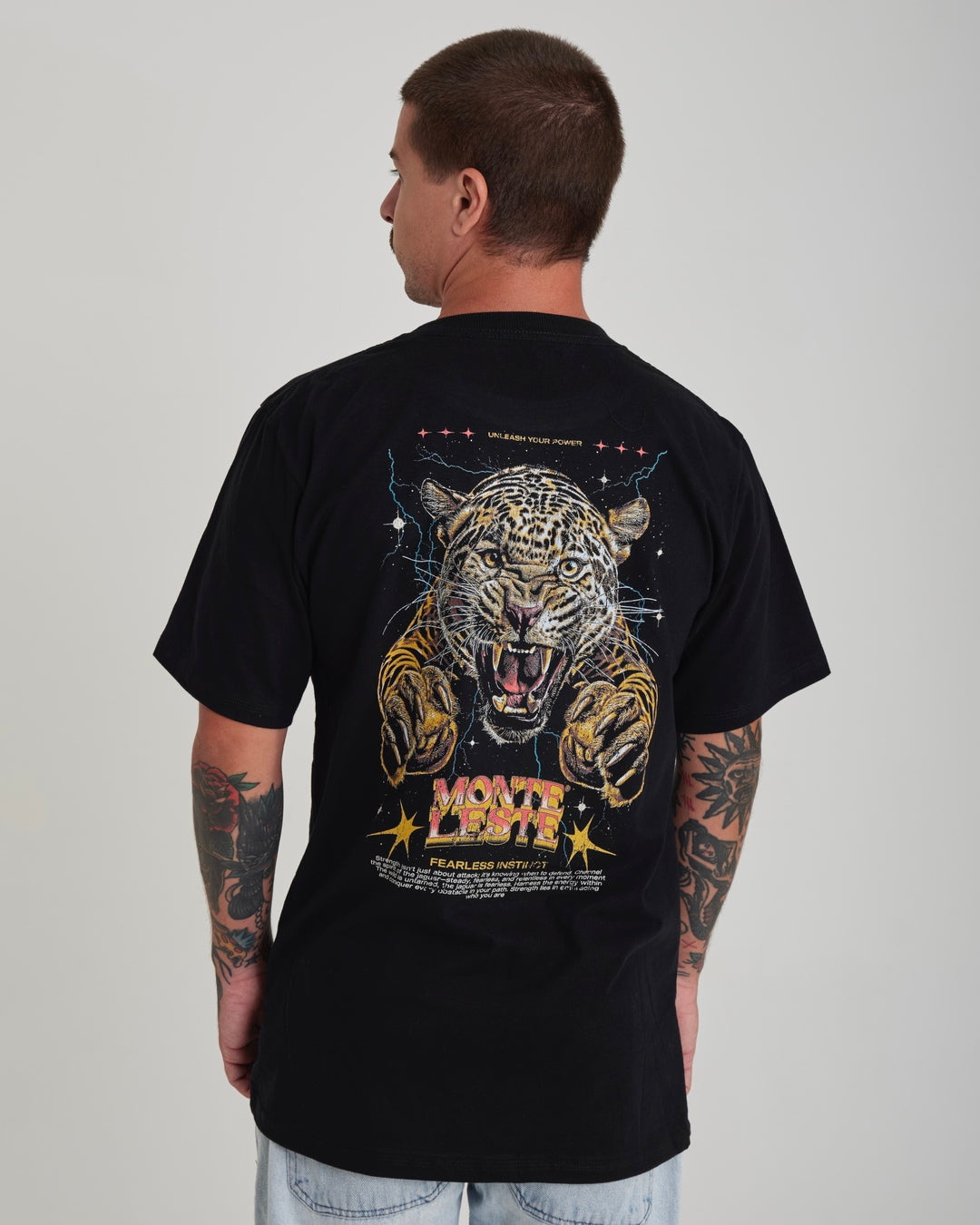 T-Shirt Oversized Printed Fearless - Black