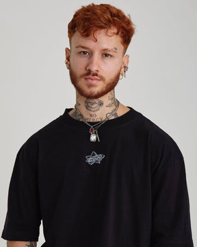 T-Shirt Oversized Printed Star - Black
