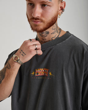 T-Shirt Oversized Printed Fearless - Gray Washed