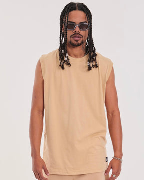 Tank Top Oversized Plain - Sand