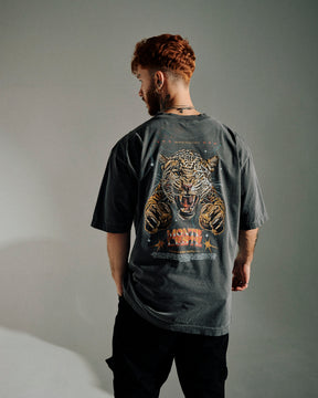 T-Shirt Oversized Printed Fearless - Gray Washed