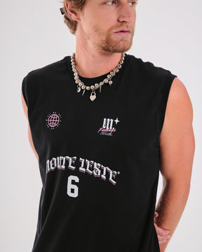 Tank Top Oversized Printed - 6 Black