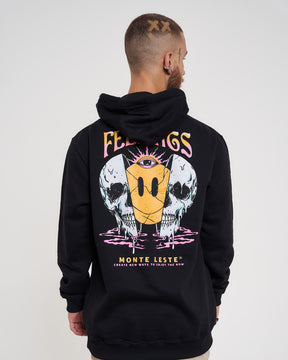 Sweatshirt Kangaroo Hooded - Feelings Black