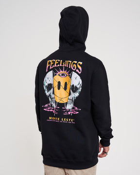 Sweatshirt Kangaroo Hooded - Feelings Black