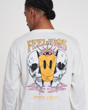 Long Sleeve Printed T-Shirt - Feelings Off White
