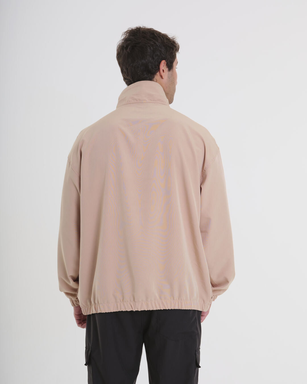 High Collar Elastic Jacket - Sand