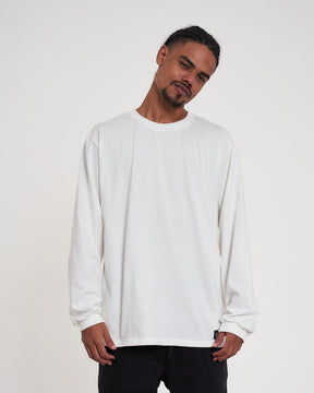 Long Sleeve Plain T-Shirt - Off White