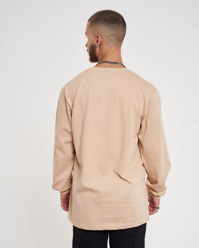 Long Sleeve Plain T-Shirt - Sand