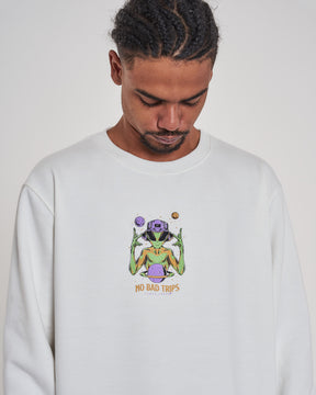 Pullover Sweatshirt Crew Neck - Alien Off White