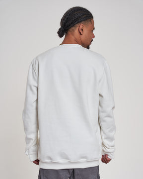Pullover Sweatshirt Crew Neck - Off White Plain