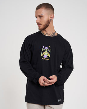 Long Sleeve Printed T-Shirt - Alien Black
