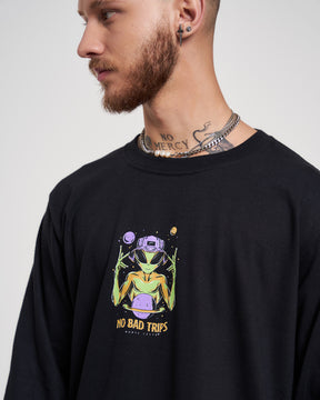 Long Sleeve Printed T-Shirt - Alien Black
