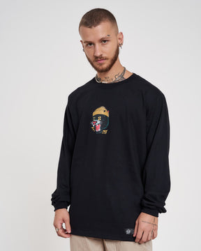 Long Sleeve Printed T-Shirt - Panther Black