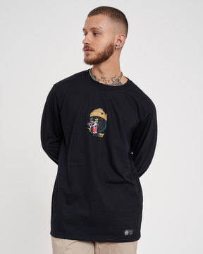 Long Sleeve Printed T-Shirt - Panther Black