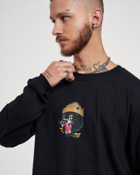 Long Sleeve Printed T-Shirt - Panther Black
