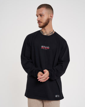 Long Sleeve Printed T-Shirt - Get Rich Black