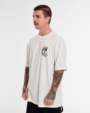 T-Shirt Oversized Printed Hunted - Off White