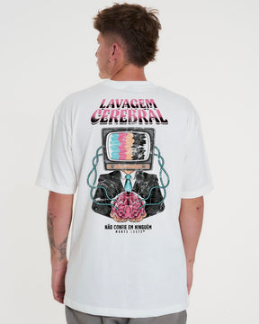T-Shirt Oversized Printed Brainwash - Off White