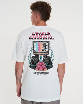 T-Shirt Oversized Printed Brainwash - Off White