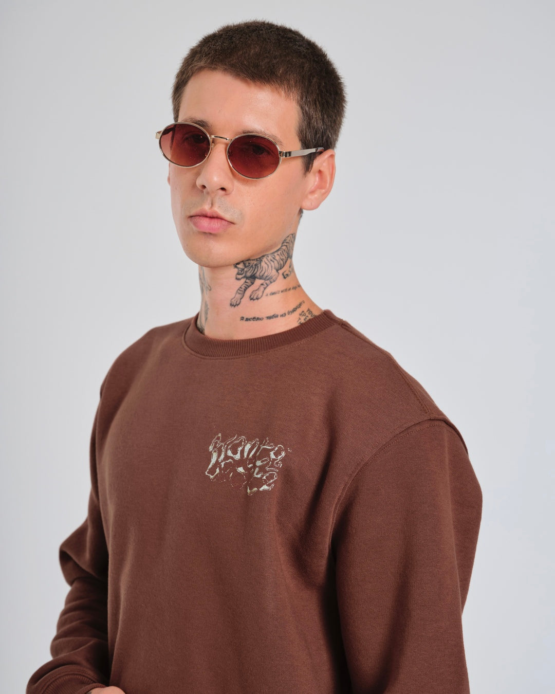 Pullover Sweatshirt Crew Neck - Butterfly Brown