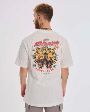 T-Shirt Oversized Printed Strong - Off White