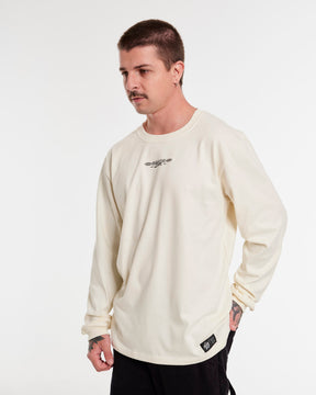Long Sleeve Printed T-Shirt - Letter Off White