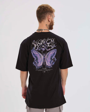 T-Shirt Oversized Printed Butterfly - Black
