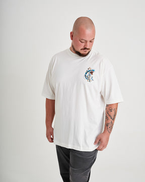 T-Shirt Oversized Printed Hunted - Off White