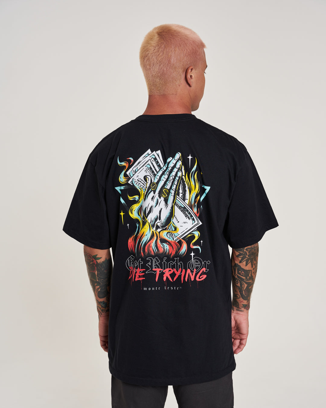 T-Shirt Regular Printed - Get Rich Black
