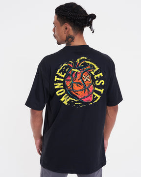 T-Shirt Oversized Printed Heart - Black