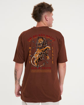 T-Shirt Oversized Printed Lion - Brown