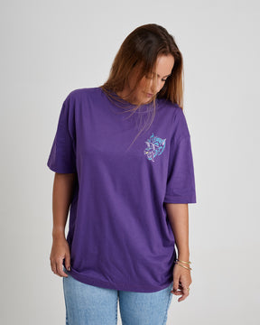 T-Shirt Oversized Printed Glasses - Purple
