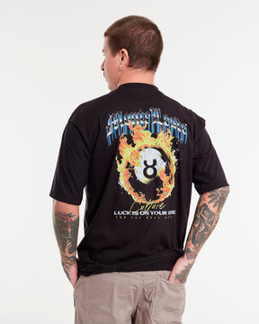 T-Shirt Oversized Printed Luck - Black