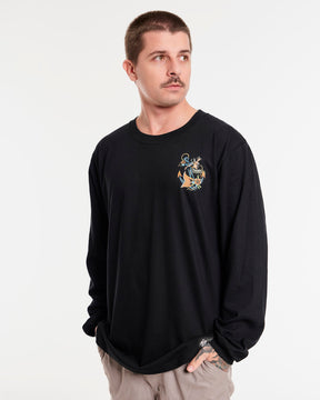 Long Sleeve Printed T-Shirt - Maid Black