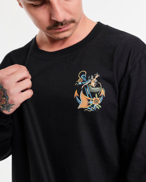 Long Sleeve Printed T-Shirt - Maid Black