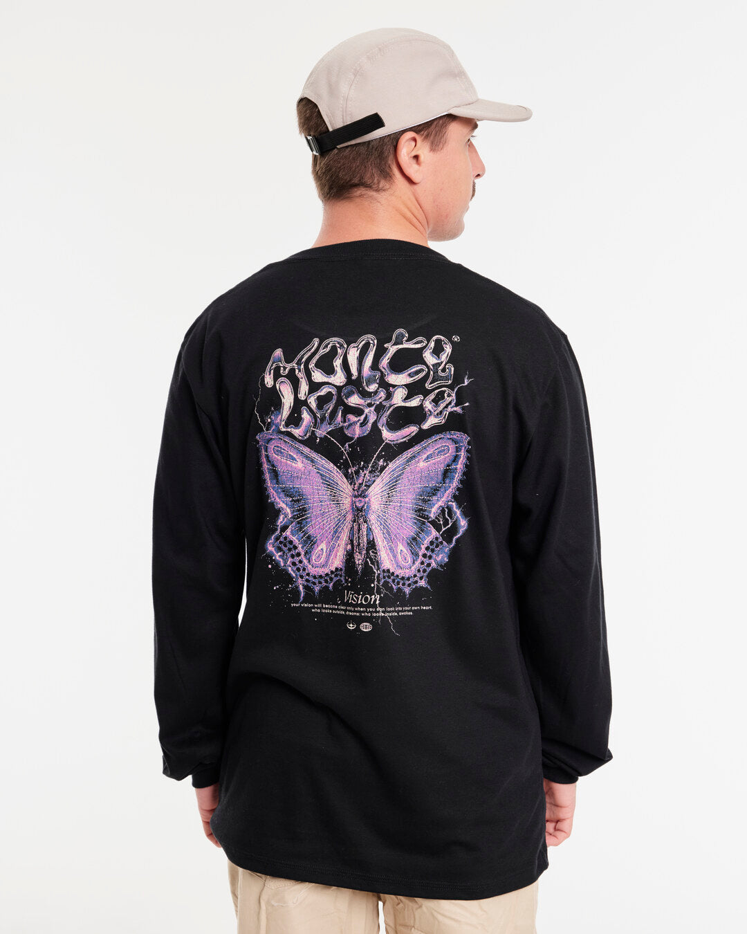 Long Sleeve Printed T-Shirt - Butterfly Black
