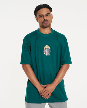 T-Shirt Oversized Printed Panther - Green Forest
