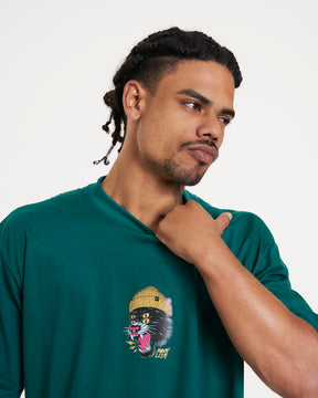 T-Shirt Oversized Printed Panther - Green Forest