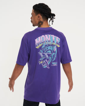 T-Shirt Oversized Printed Glasses - Purple