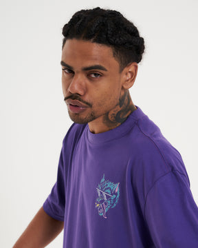 T-Shirt Oversized Printed Glasses - Purple
