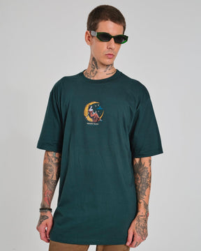 T-Shirt Oversized Printed Lua - Green Forest